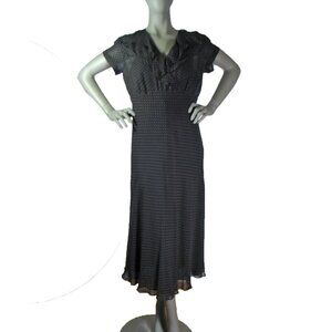 NEW Cynthia Howie 14P Maggie Boutique 2 Pieces Sheer Silk Polka Dot Dress & Slip